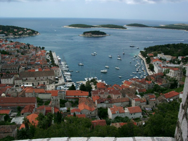 Hvar: Blick von der Festung Španjola auf den Hafen (2006)